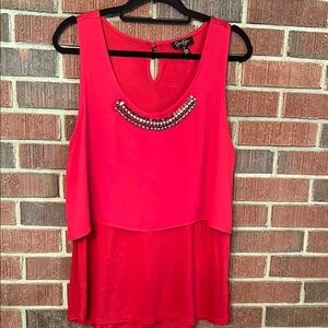 Jessica Simpson Vibrant Red Layered Blouse with Embellishments